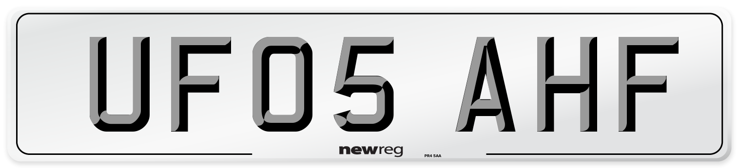 UF05 AHF Number Plate from New Reg
